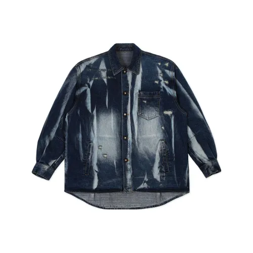 ADER ERROR Distressed Curved Hem Denim Jacket