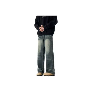 RENBEN American Luxury Streetwear Men's Pants Summer Jeans Unisex Vintage Blue