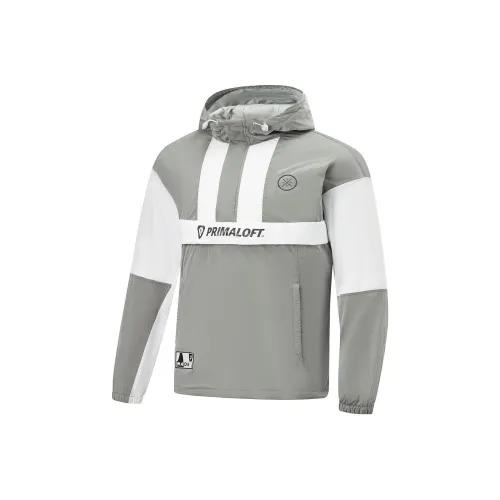 LiNing Puffer Jacket Men's Mixed Color Sichuan Gray Standard White