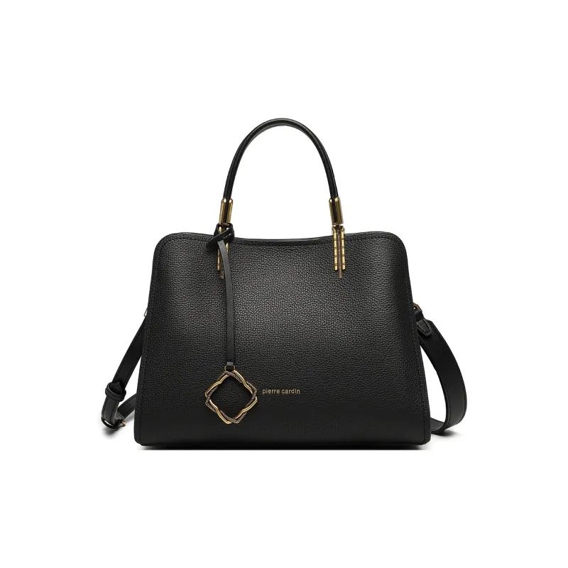 PIERRE CARDIN Cow Leather Mom Bag, Shoulder Bag, Crossbody Bag, Handbag Medium Size Women's Black/Green/Red/Beige-0