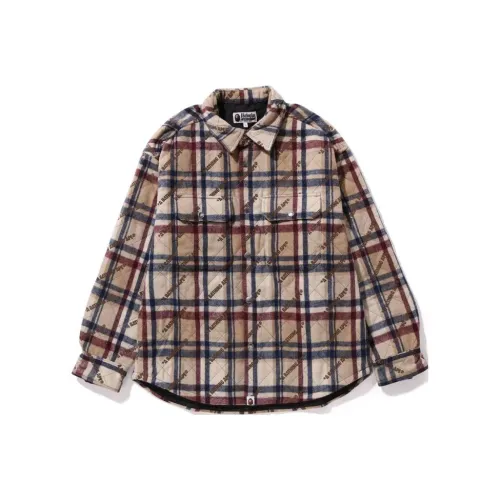 A BATHING APE A BATHING APE Logo Check Pattern Padded Flannel Shirt Jacket