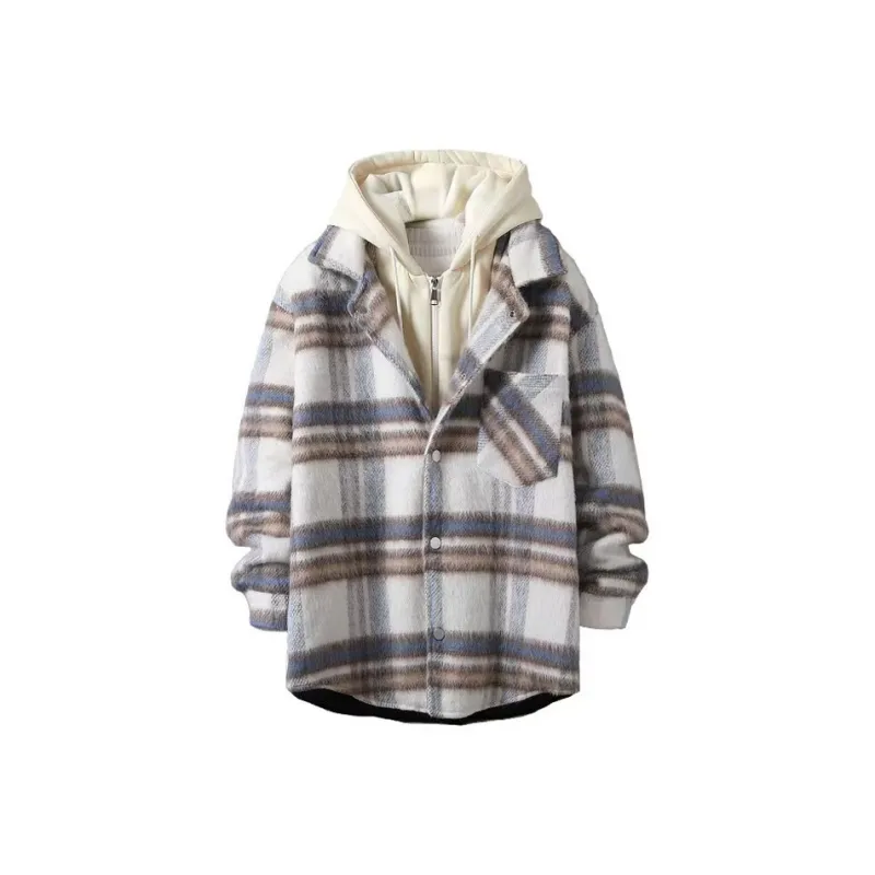 ACUOD BY CHANU Velvet feel Coat Unisex 1Purple Plaid-6