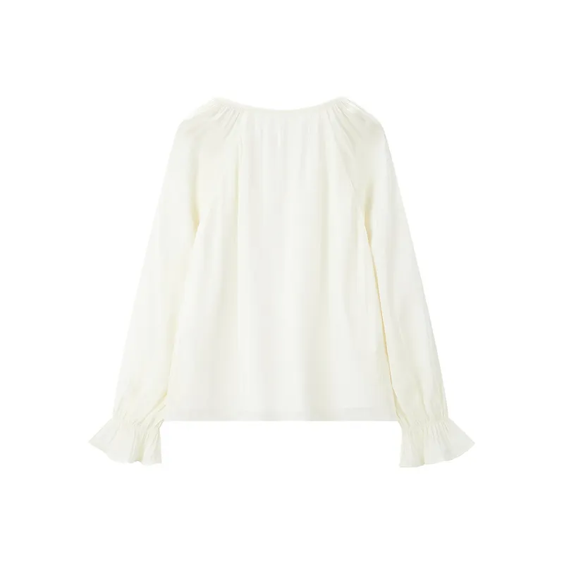 LEDIN Chiffon Shirt Women's Cream Beige-1