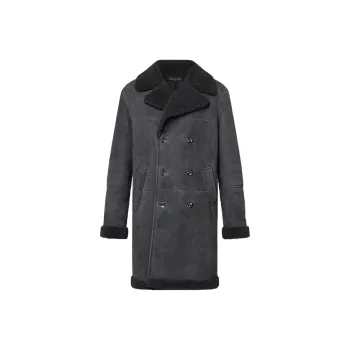 LOUIS VUITTON Double Breasted Shearling Coat
