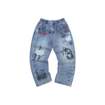 GENANX Straight Jeans Unisex Denim Blue