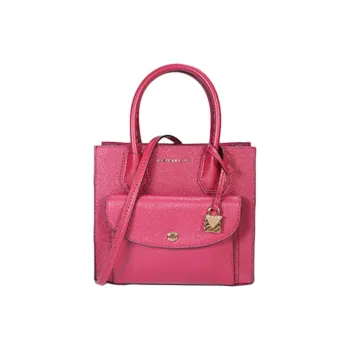 MICHAEL KORS Mercer Leather Trunk Bag, Shoulder Bag, Crossbody Bag, Handbag Small Size Women's Berry