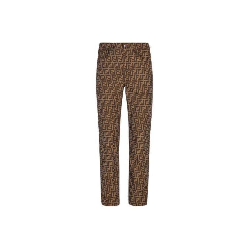 FENDI Pre Owned Zucca print Cropped Jeans-0