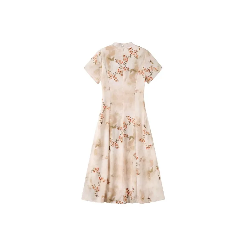 GULIANFEI Short Sleeved Dress Women's Gold Jade Color-1