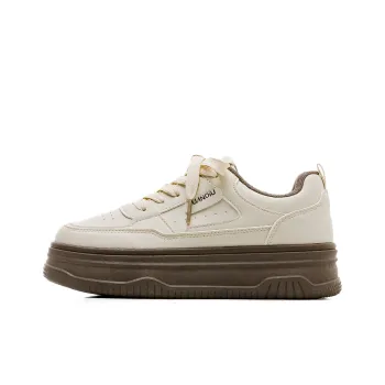 HUANQIU Slip Resistant, Abrasion Resistant, Breathable Low Top Skateboard Shoes Women's Light Coffee