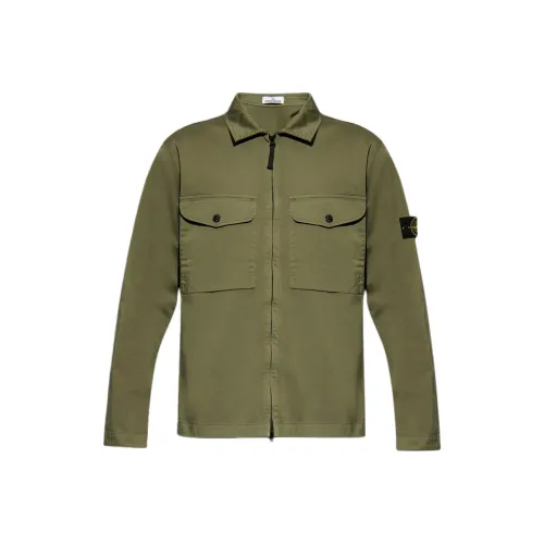 STONE ISLAND Compass logo Zip up Shirt Jacket