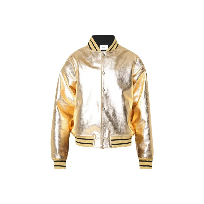 RHUDE Metalic Leather Bomber Jacket-0