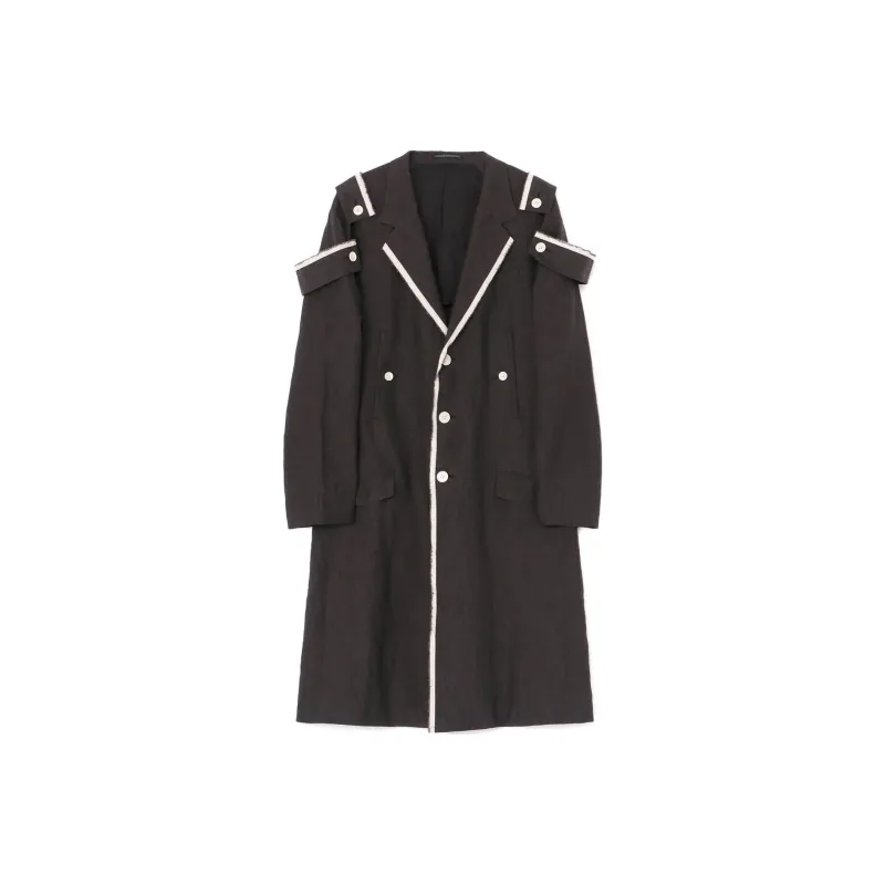Yohji Yamamoto Contrast trim Ramie Coat-0