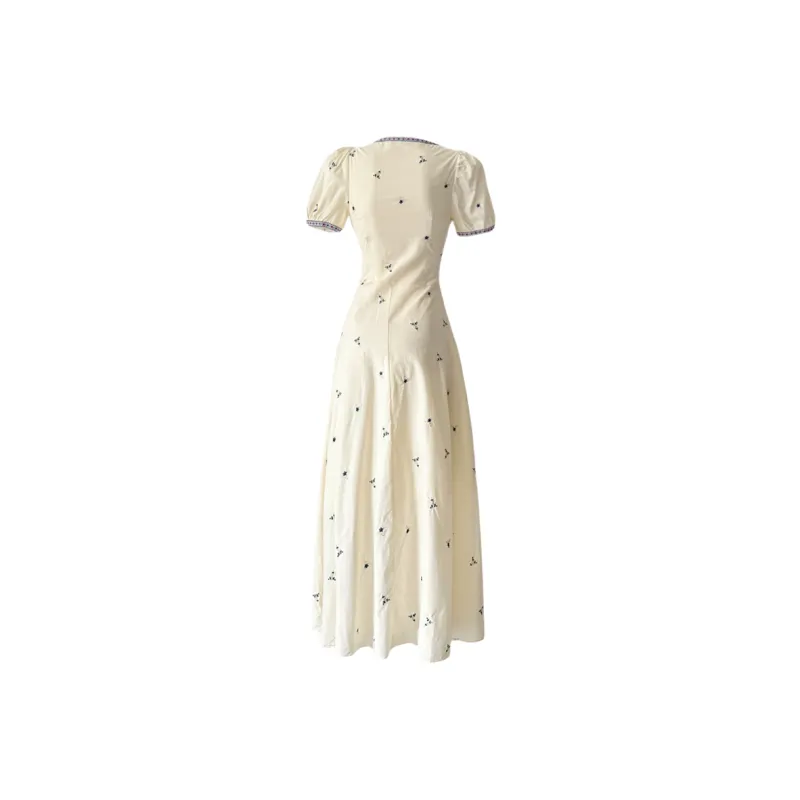 Udon House Short Sleeved Dress Women's Apricot-1