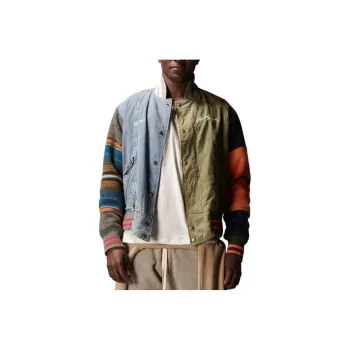 GREG LAUREN Patchwork Wool cotton Bomber Jacket