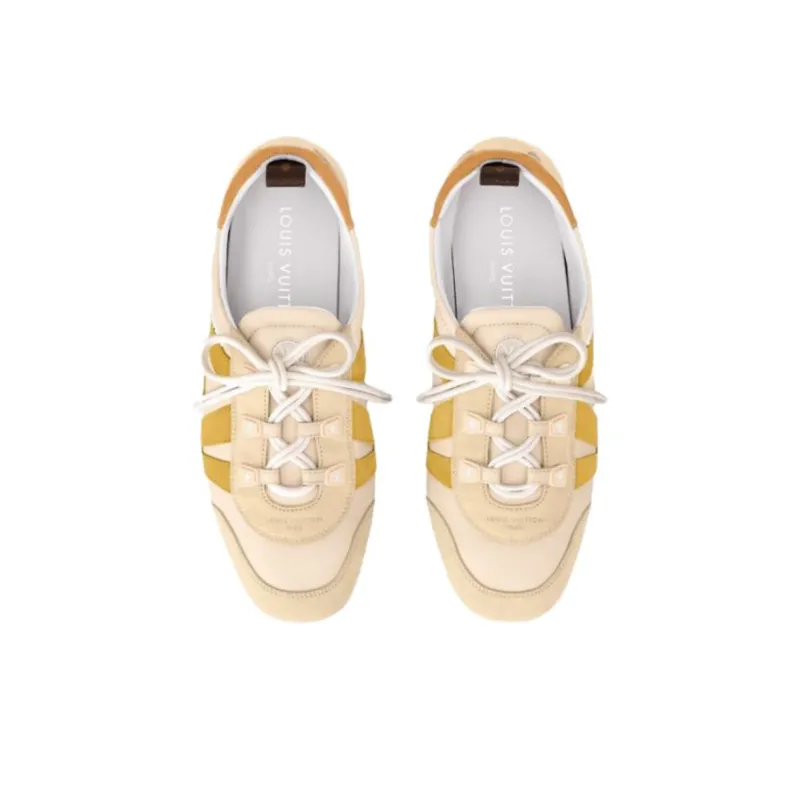 LOUIS VUITTON Sneakerina German Army Trainers Low Top Casual Shoes Women's Beige Yellow-3