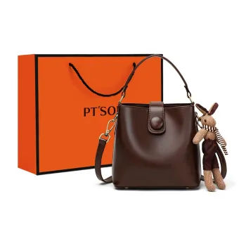 PT'SON Cow Leather Shoulder Bag, Crossbody Bag, Handbag Regular Women's Wine Coffee