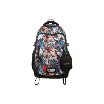 ZOGA Nylon Commute Backpack Regular Unisex Geometric/Anime/Newspaper/Graffiti/Black/White