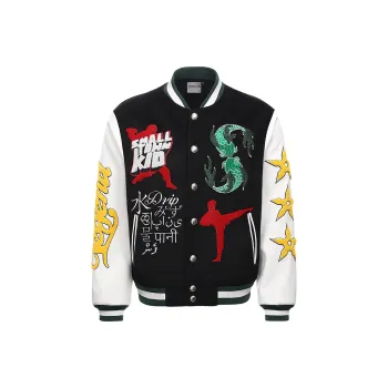 STK SMALL TOWN KID Baseball Jacket Unisex Black