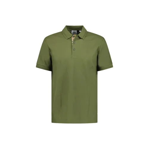 Burberry SS24 Logo Embroidery Vertical Button Up Polo Shirt Green