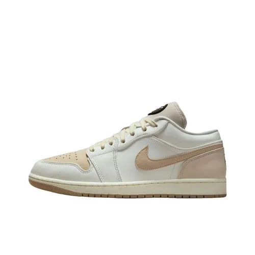 Jordan Air Jordan 1 Anti Slip Wear Resistant Low Top Vintage Basketball Shoes Men's White Brown