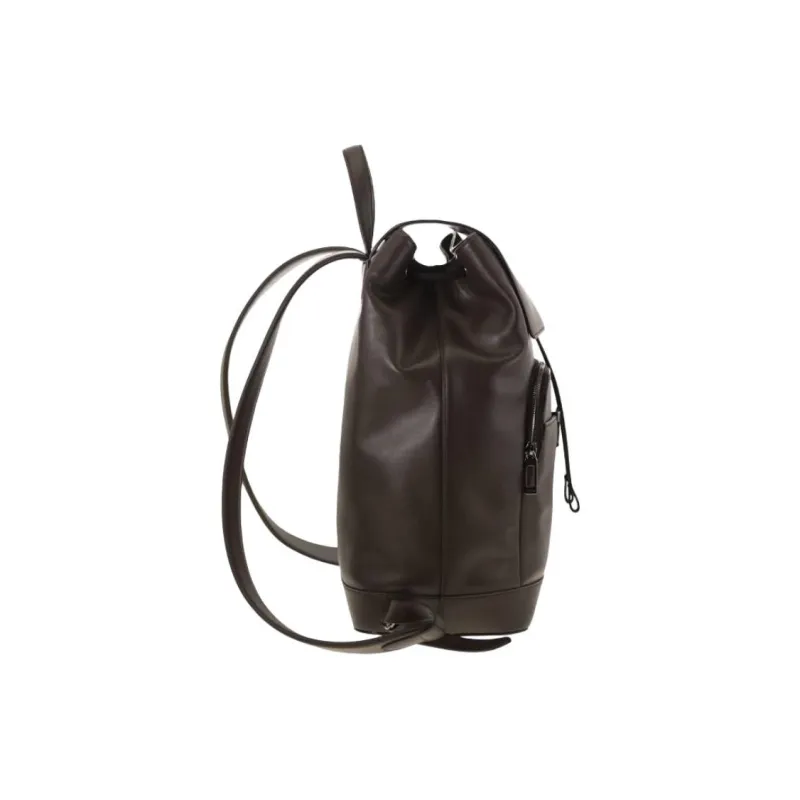 TOD'S T Timeless Calfskin Backpack Medium Size Men's Dark Brown-1