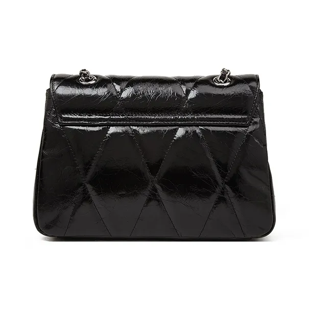 Old Man's Head Top Grain Cow Leather Shoulder Bag, Crossbody Bag Women's Black/Khaki/Silver-2