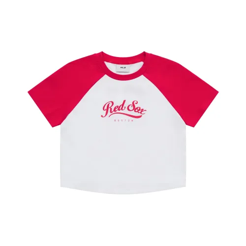 MLB Preppy Style Collection Boston Red Sox SS25 Raglan Sleeve T Shirt Women's Red