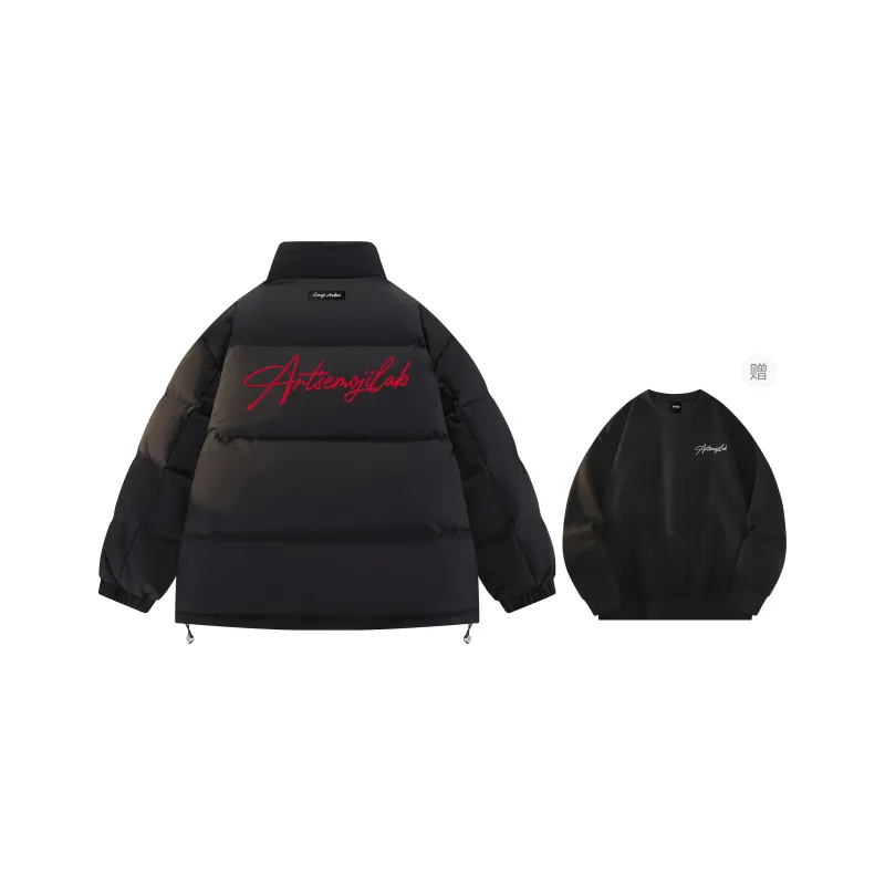 Emoji Down Jacket Unisex Black Red-22