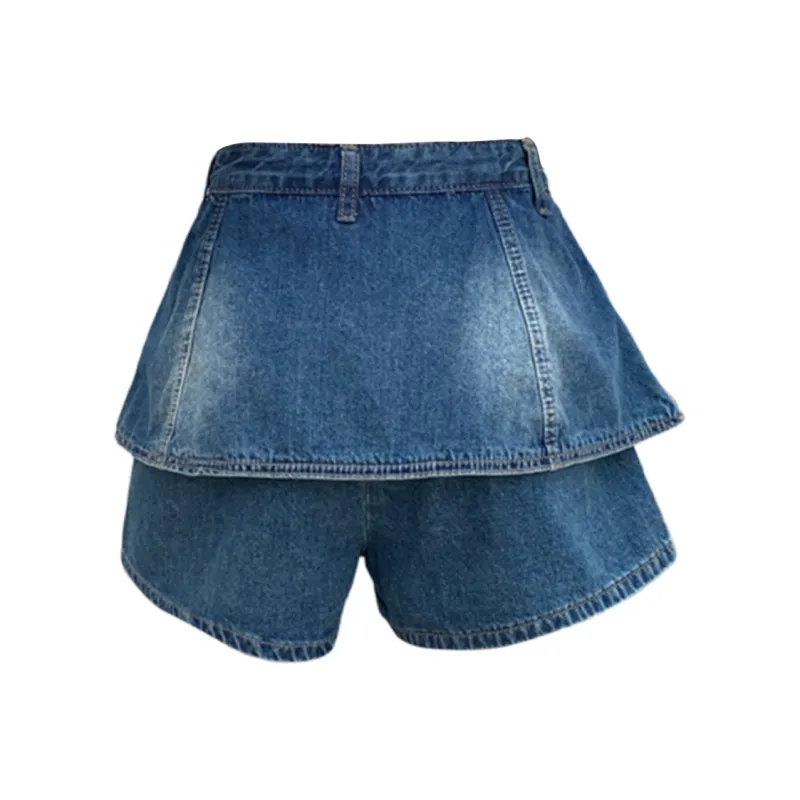 FLIM Denim Short Skirts Women's Blue-1