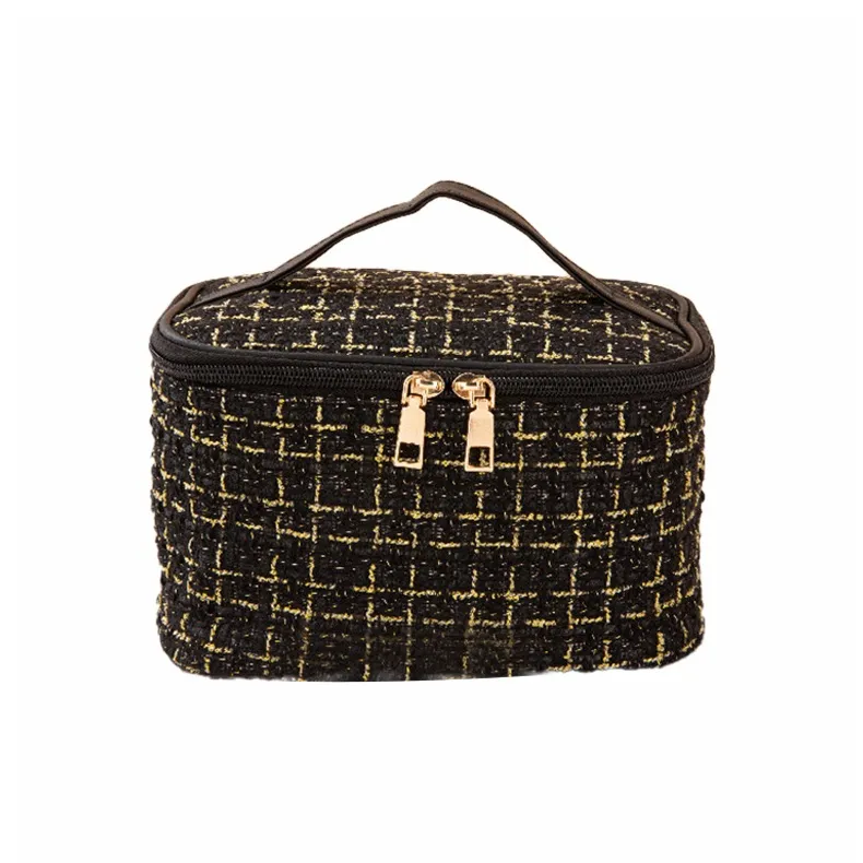 SHUXIAOSHE Chanel Inspired Good Looking Fashion Premium Cosmetics Storage Bag Large Capacity Portable 20*14*14cm-0