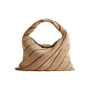 Bottega Veneta Nylon Shoulder Bag Tubas Women's Natural & Brown
