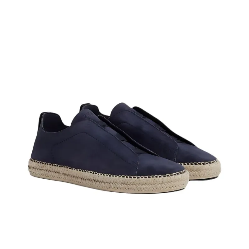 Zegna Triple Stitch Espadrilles Men's Dark Blue-2