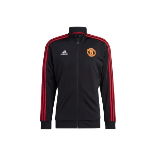 Adidas Manchester United Retro Sports Stripes Stand Collar Jackets Men's Black