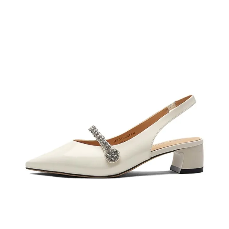 NINE WEST Chunky Heel High Heels 5cm Women's Khaki-5