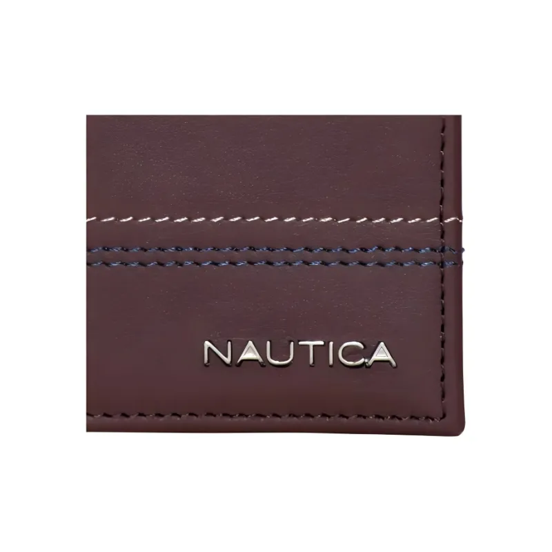 NAUTICA Leather Card Holder Wallet Men's Brown Stones-2