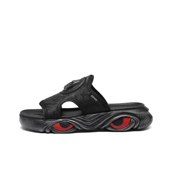 HUNU Rubber Sole Slip Resistant Cushioning Slide Slippers Men's Black
