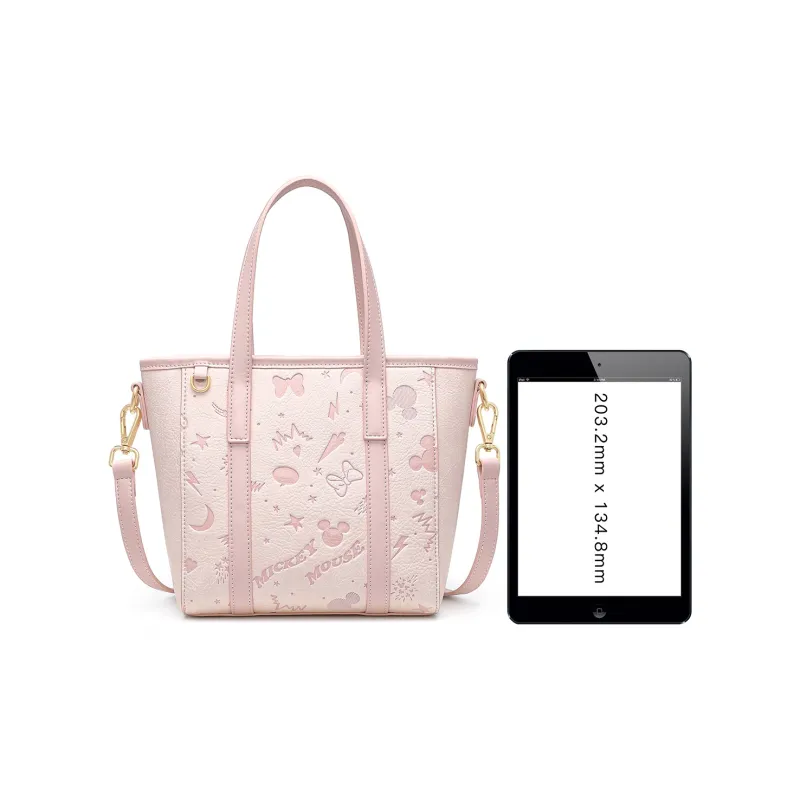 Disney Mickey Series PU Tote Bag, Crossbody Bag, Shopping Bag, Shoulder Bag, Handbag Regular Women's Pink/Ecru-5