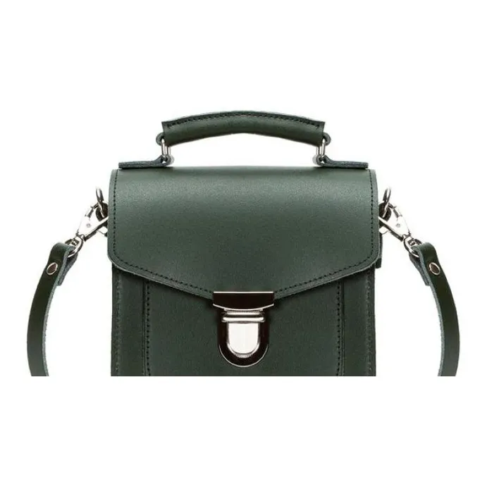 Zatchels Cow Leather Handbag Shoulder Bag Crossbody Bag Medium Size Women's Green-3