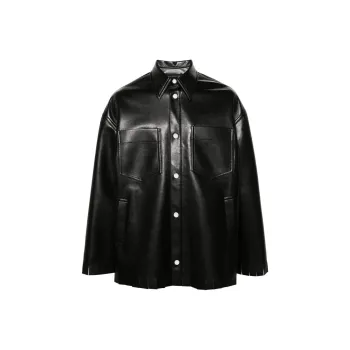 NANUSHKA Fringed Faux leather Shirt Jacket