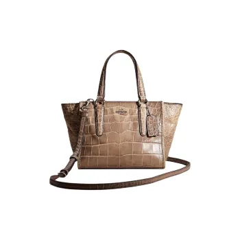 COACH Crosby Crocodile Pattern Leather Tote Bag Shopping Bag Shoulder Bag Crossbody Bag Handbag Mini Women's Umber