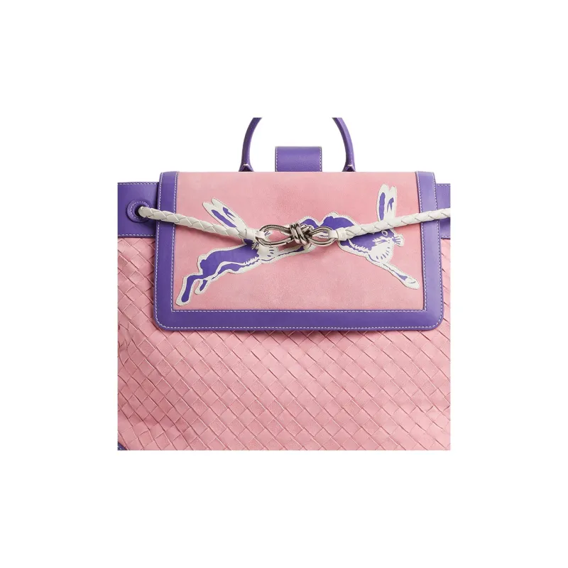 Bottega Veneta Andiamo Series Calfskin Backpack Tubas Men's Purple & White-4