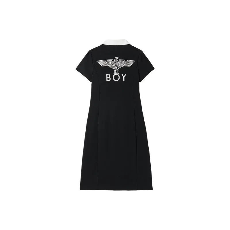 Boy London Short Sleeved Dress Women's Black/Beige White-1