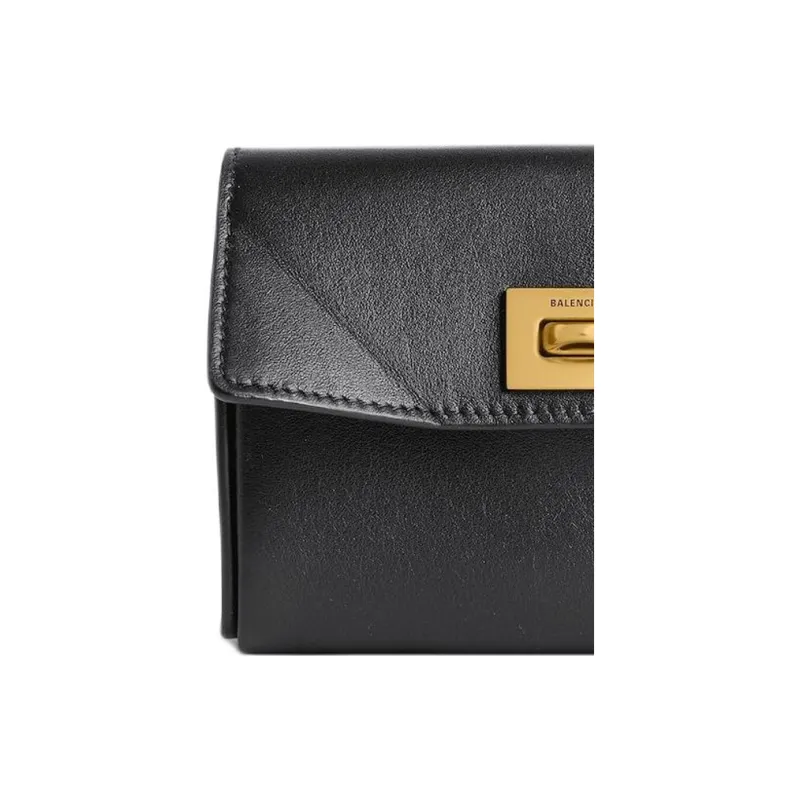 Balenciaga Cow Leather Card Holder Women's Black-4