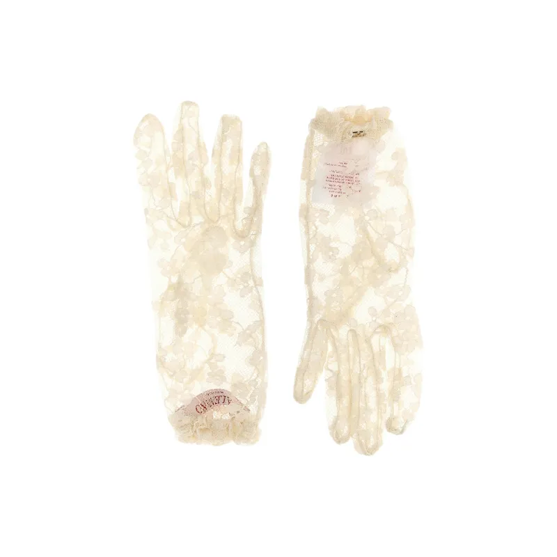 Valentino Cotton, Polyamide Gloves Unisex White-0