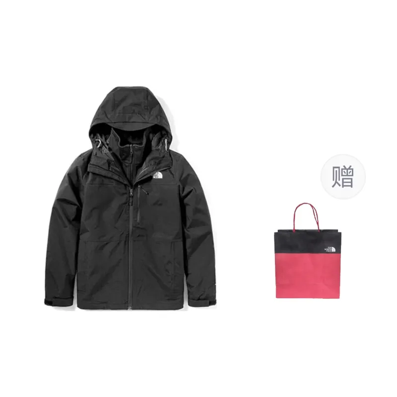 THE NORTH FACE Waterproof And Windproof Windbreaker Jacket Men's Black Shopping Bag Included-0