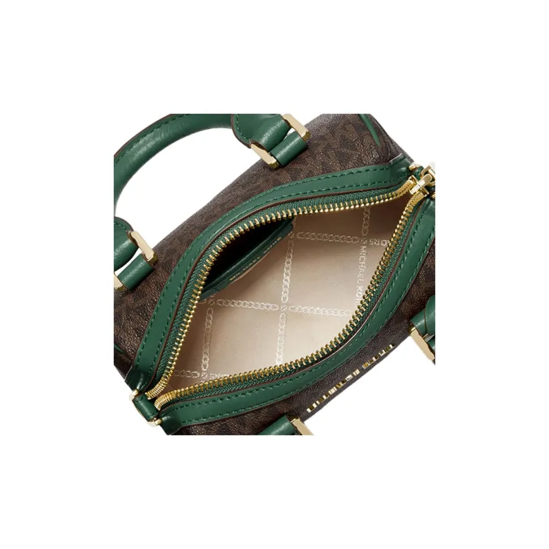 MICHAEL KORS Bedford Leather Multicolor Shoulder Bag, Crossbody Bag, Handbag Mini Women's Dark Brown/Dark Green-3