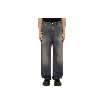 ETRO Logo Embroidered Mid Rise Wide Leg Jeans