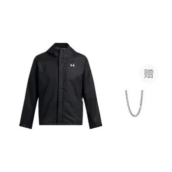 Under Armour Windbreaker Jackets Unisex Black Comes With Necklace