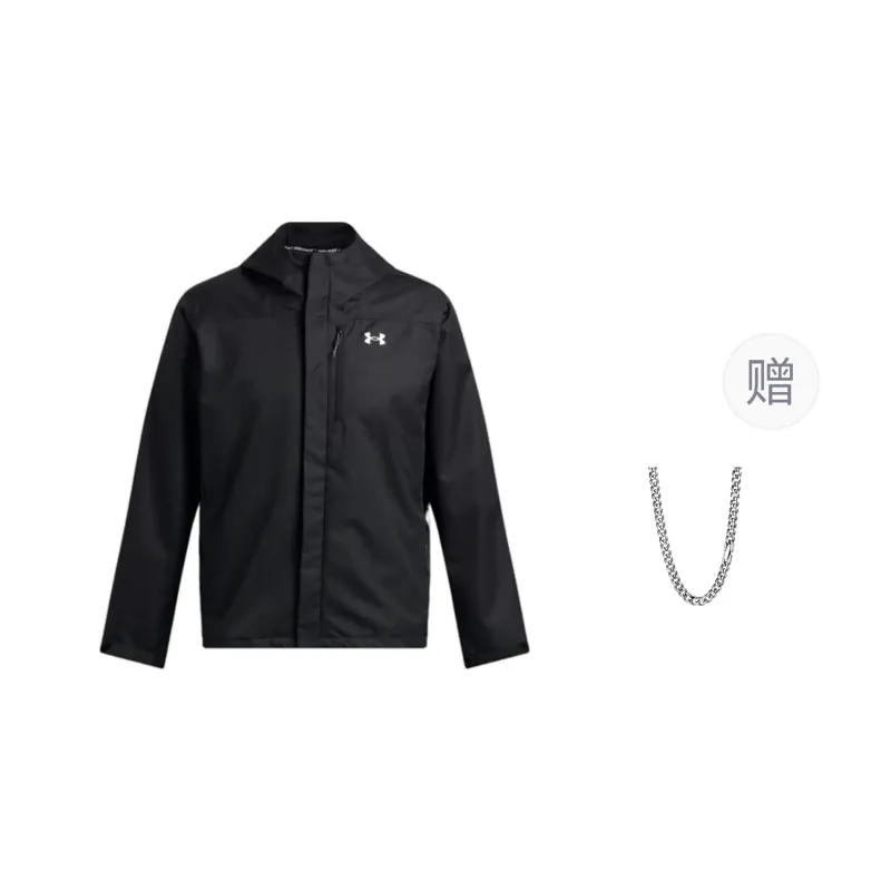 Under Armour Windbreaker Jackets Unisex Black Comes With Necklace-0
