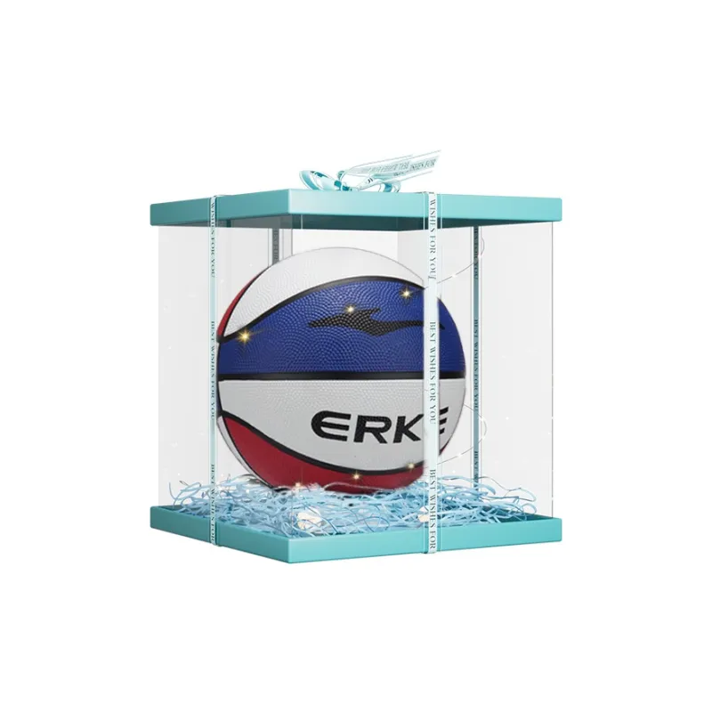 Erke Rubber Basketball Red White Blue Size 5 Ball Training Competition Unisex-7